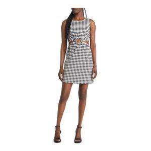 Wayf Jules Cutout O-ring Minidress in Black and White Size Medium